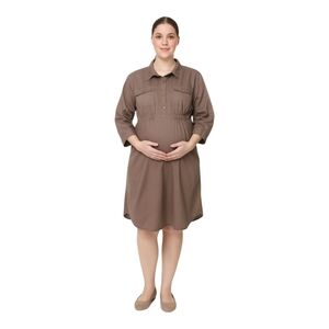GAP Maternity Cocoa Brown LS Maternity Dress Size Large EUC
